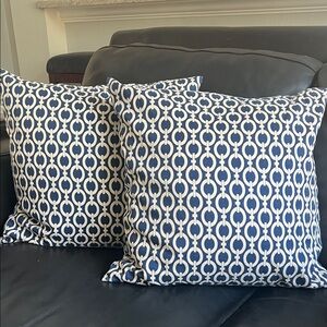 Pottery Barn Chic Navy and Cream Accent Pillows